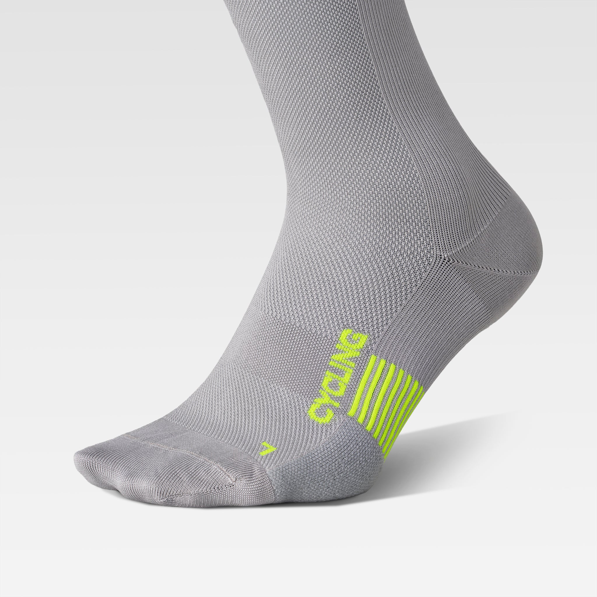 Cycling Mid-Calf Socks Women | Silver Grey / Yellow Fluo - Image 4