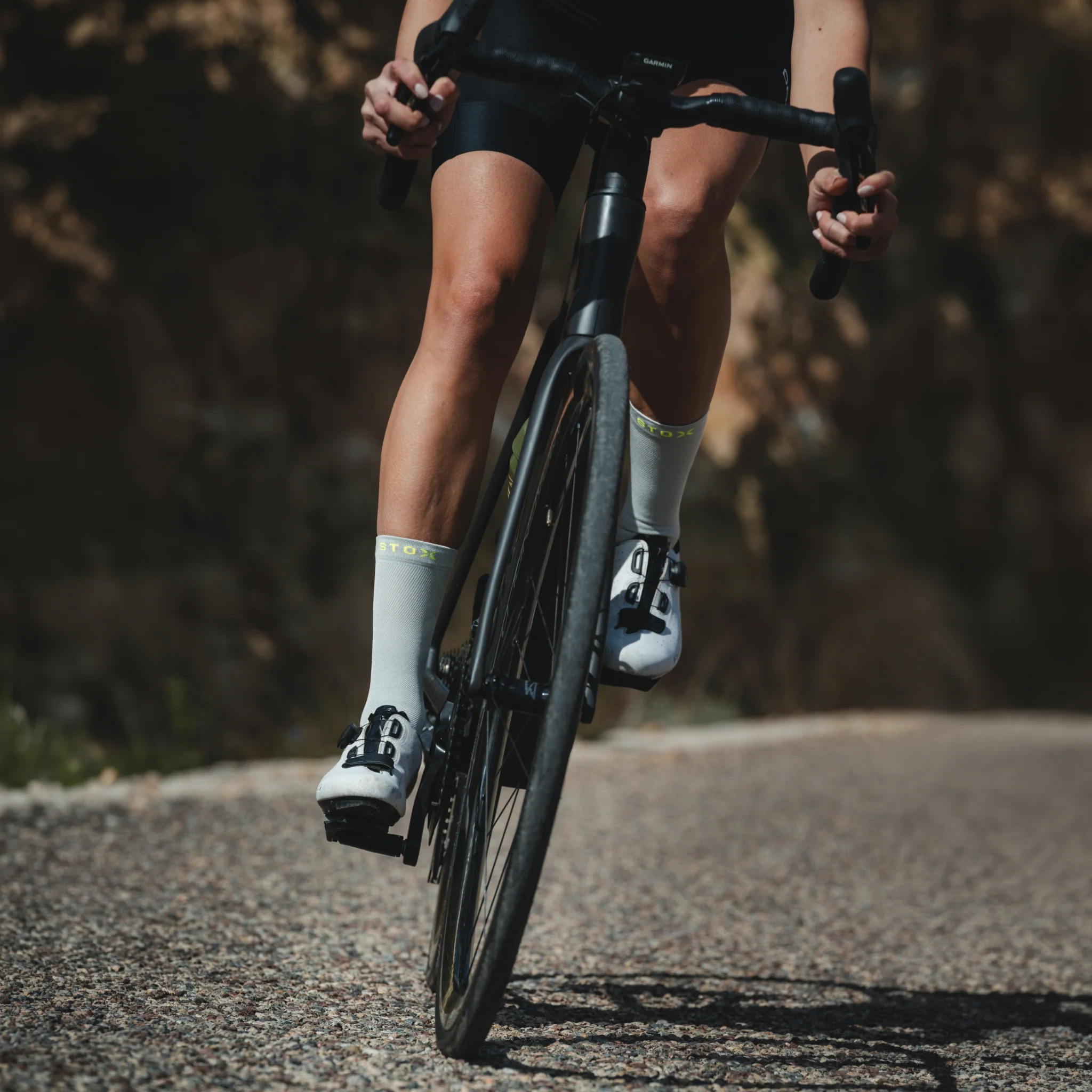 Cycling Mid-Calf Socks Women | Silver Grey / Yellow Fluo - Image 6