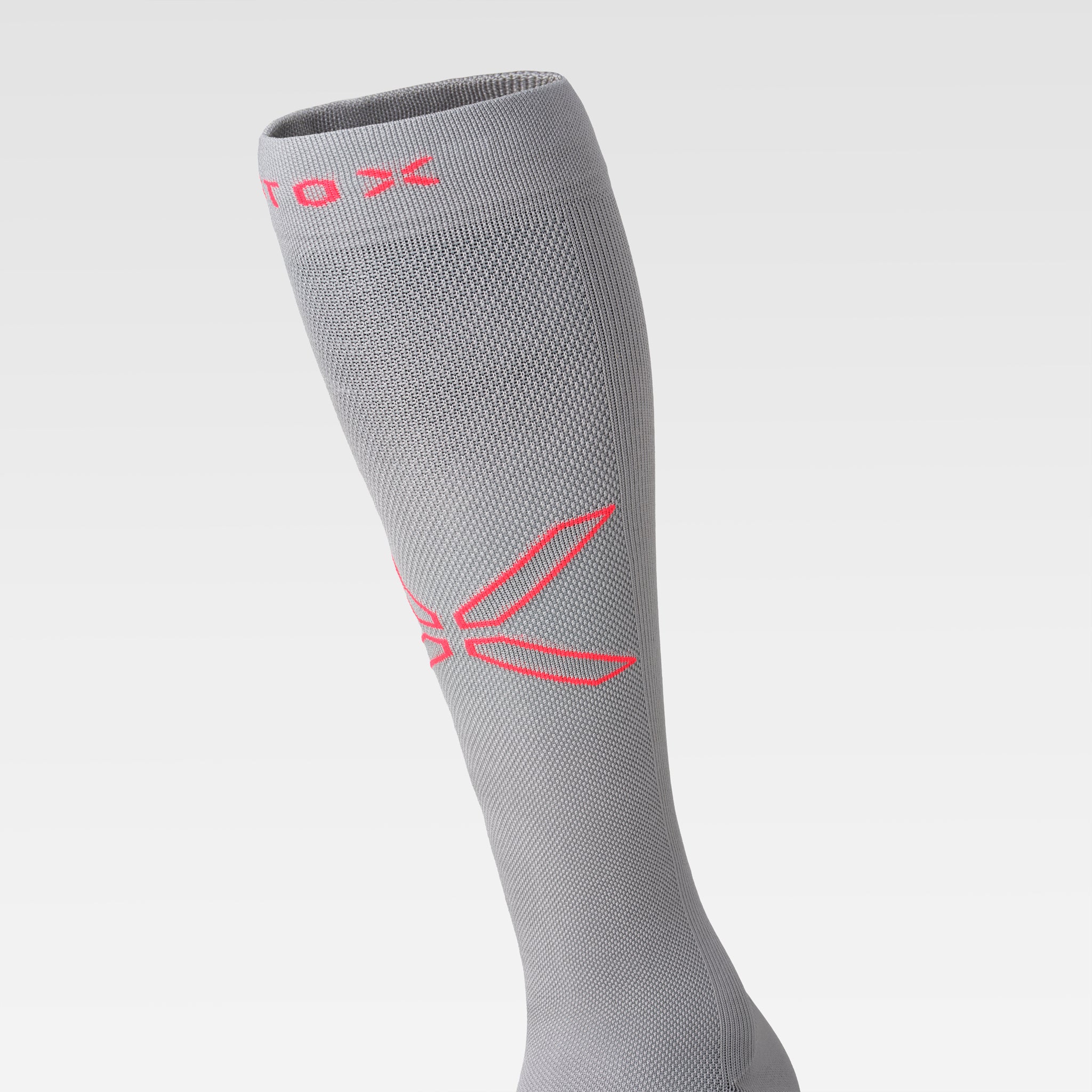Cycling Socks Men | Silver Grey / Red Fluo - Image 4