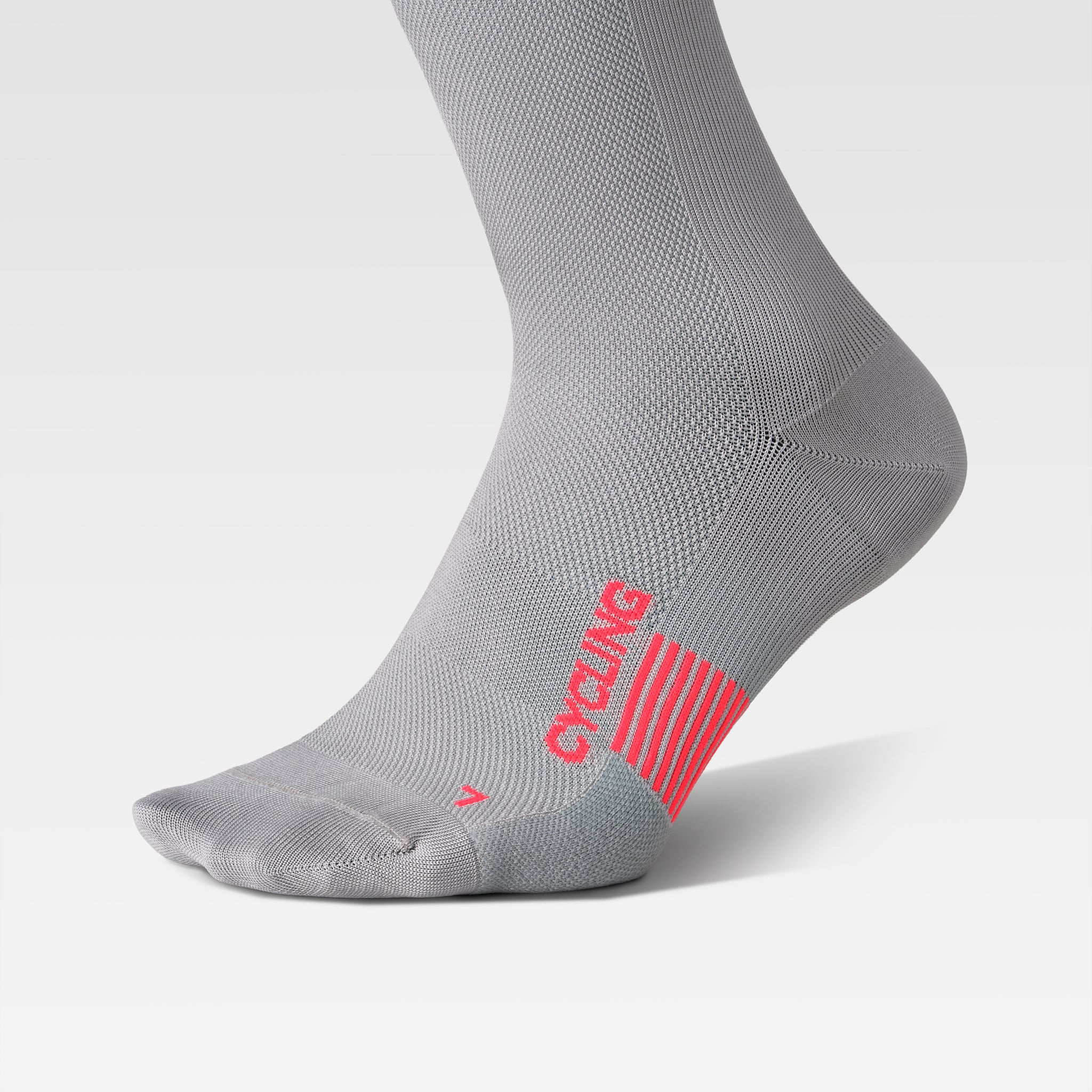Cycling Socks Men | Silver Grey / Red Fluo - Image 5