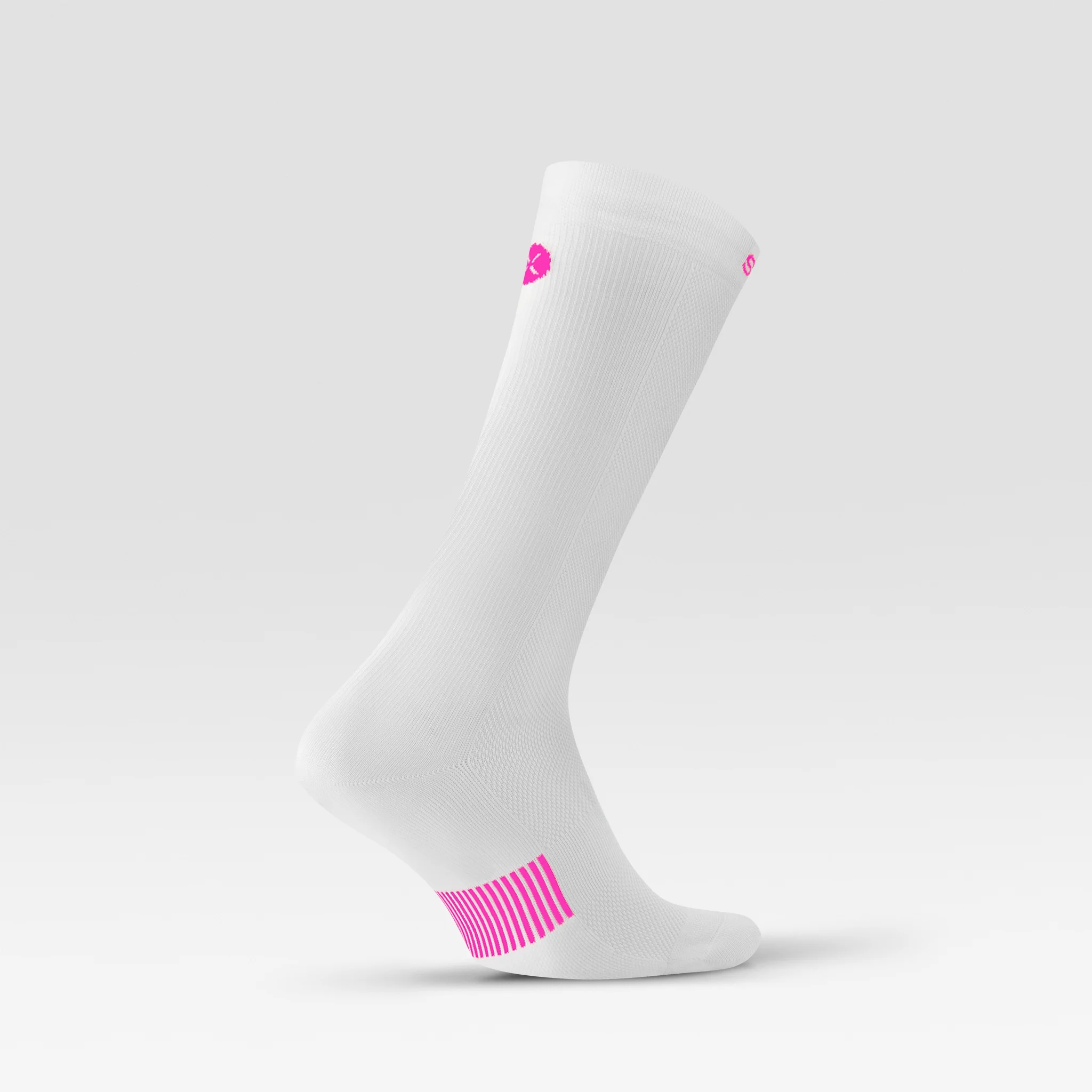 Cycling Mid-Calf Socks Women | White / Pink Fluo - Image 3