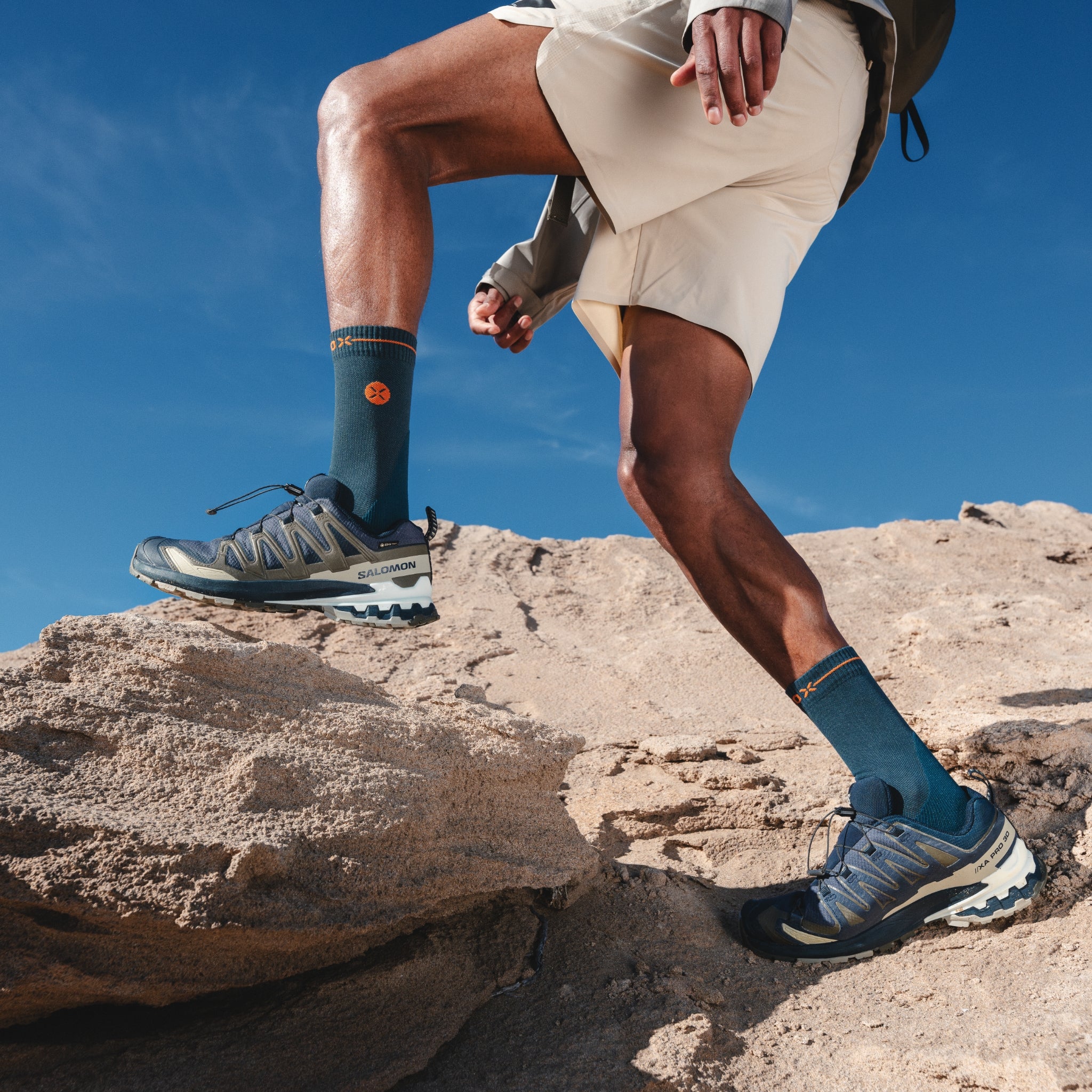 Dryarn® Hiking Ankle Socks Men | Petrol / Orange - Image 6