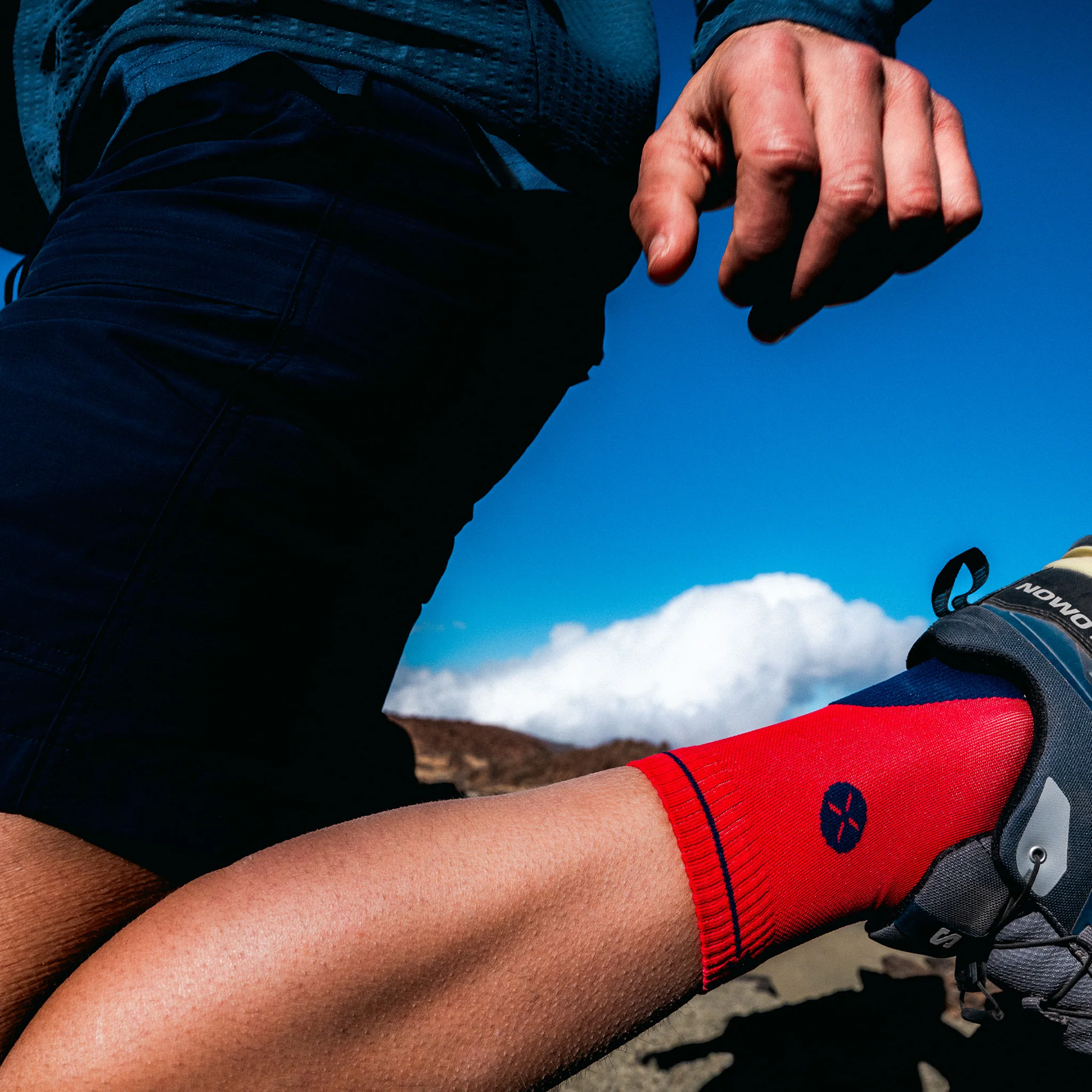 Dryarn® Hiking Ankle Socks Men | Red / Navy - Image 6