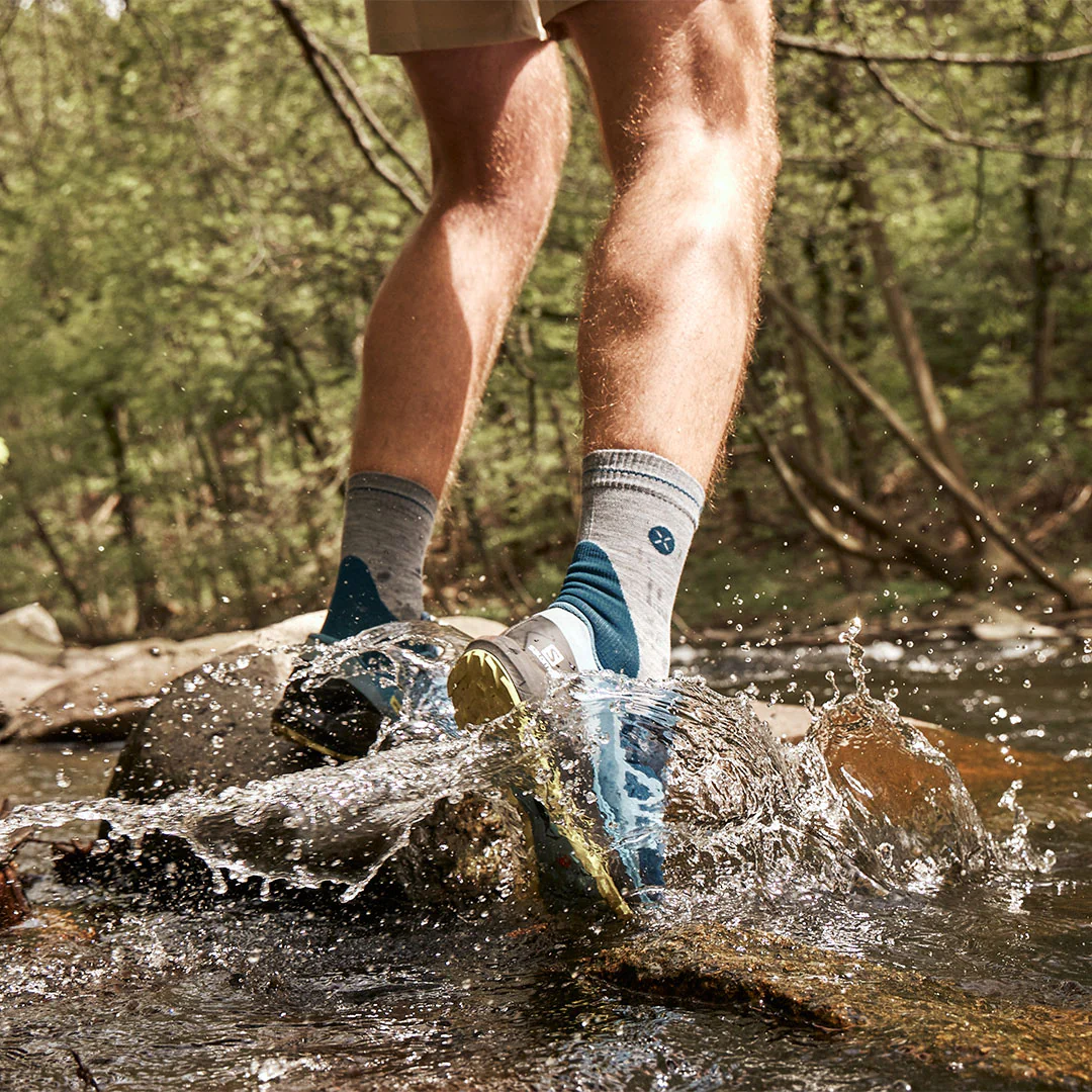 Merino Hiking Ankle Socks Men | Silver Grey / Teal - Image 6