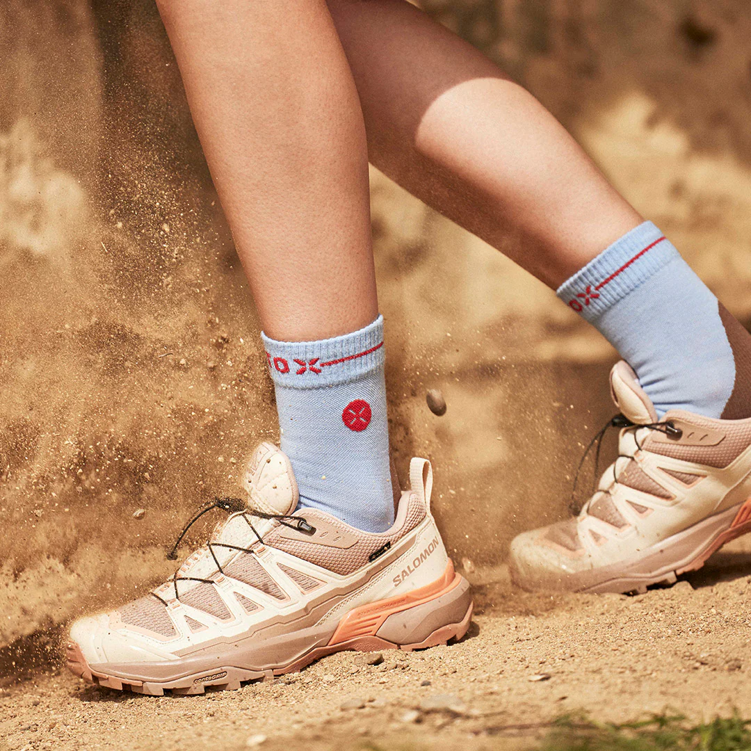Merino Hiking Ankle Socks Women | Silver Grey / Teal - Image 6