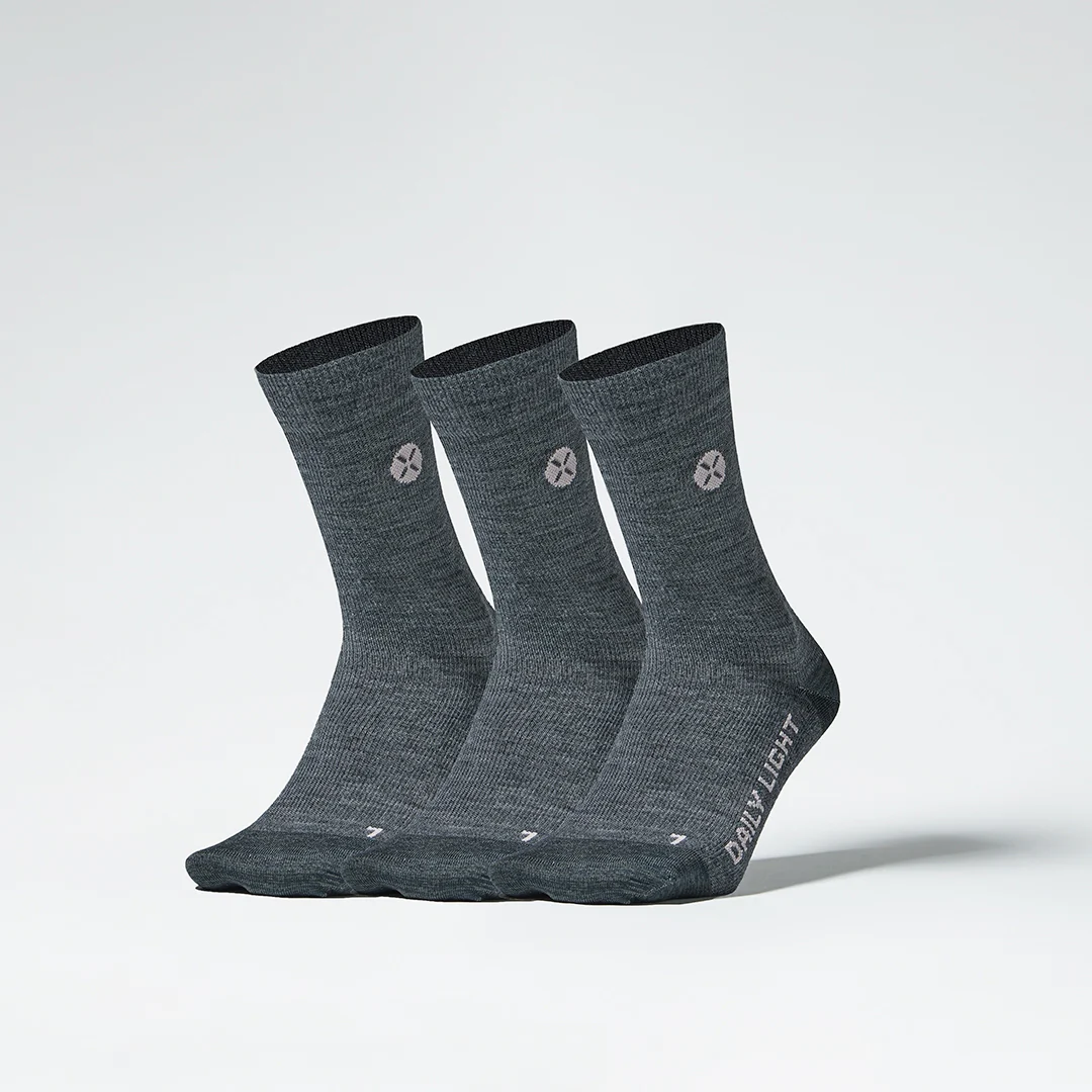 Merino Everyday Mid Calf Socks Women 3-Pack | Mid Grey / Pink