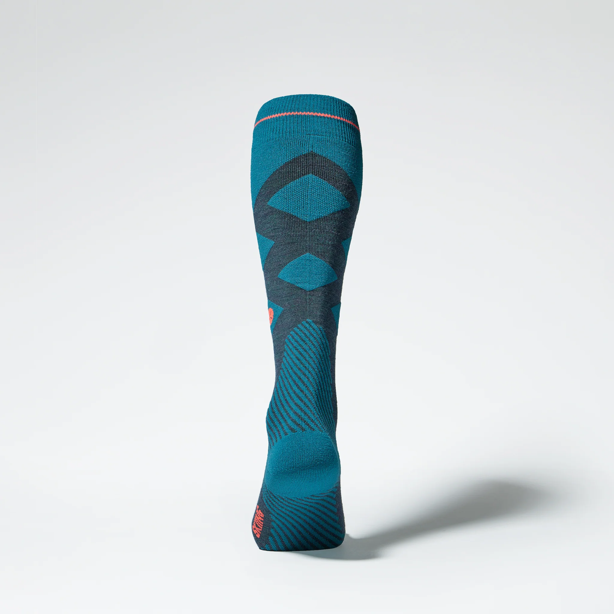 Merino Skiing Socks Men 2-Pack | Teal / Red Fluo - Image 3