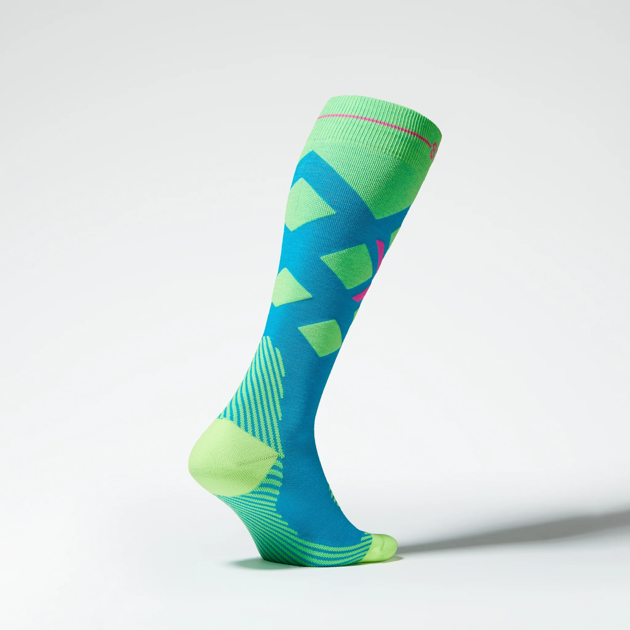 Merino Skiing Socks Men | Turquoise / Yellow Fluo - Image 3