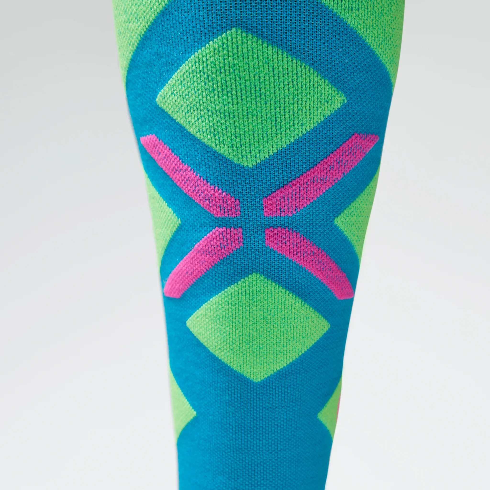 Merino Skiing Socks Men | Turquoise / Yellow Fluo - Image 5