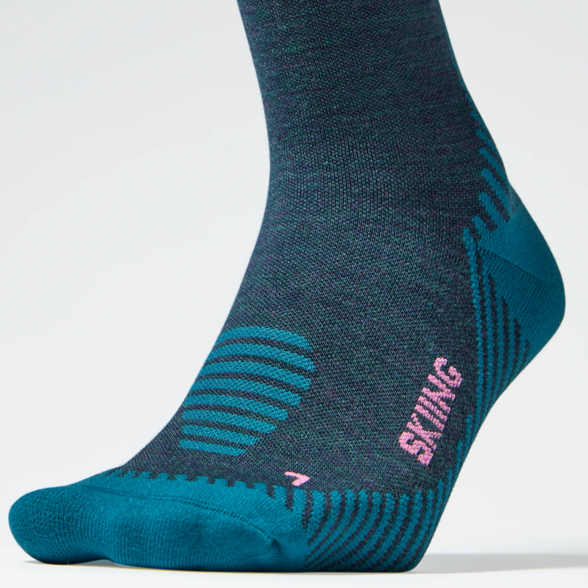 Merino Skiing Socks Women 2-Pack | Teal / Pink - Image 5