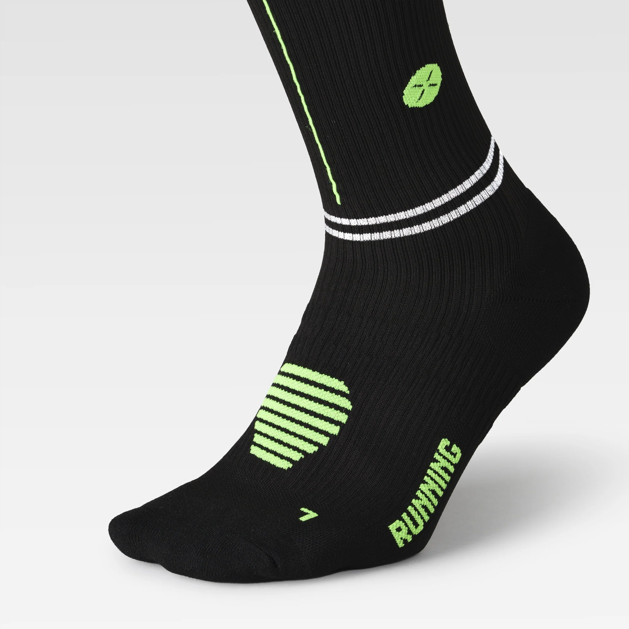 Reflective Running Socks Men | Black / Green Fluo - Image 4