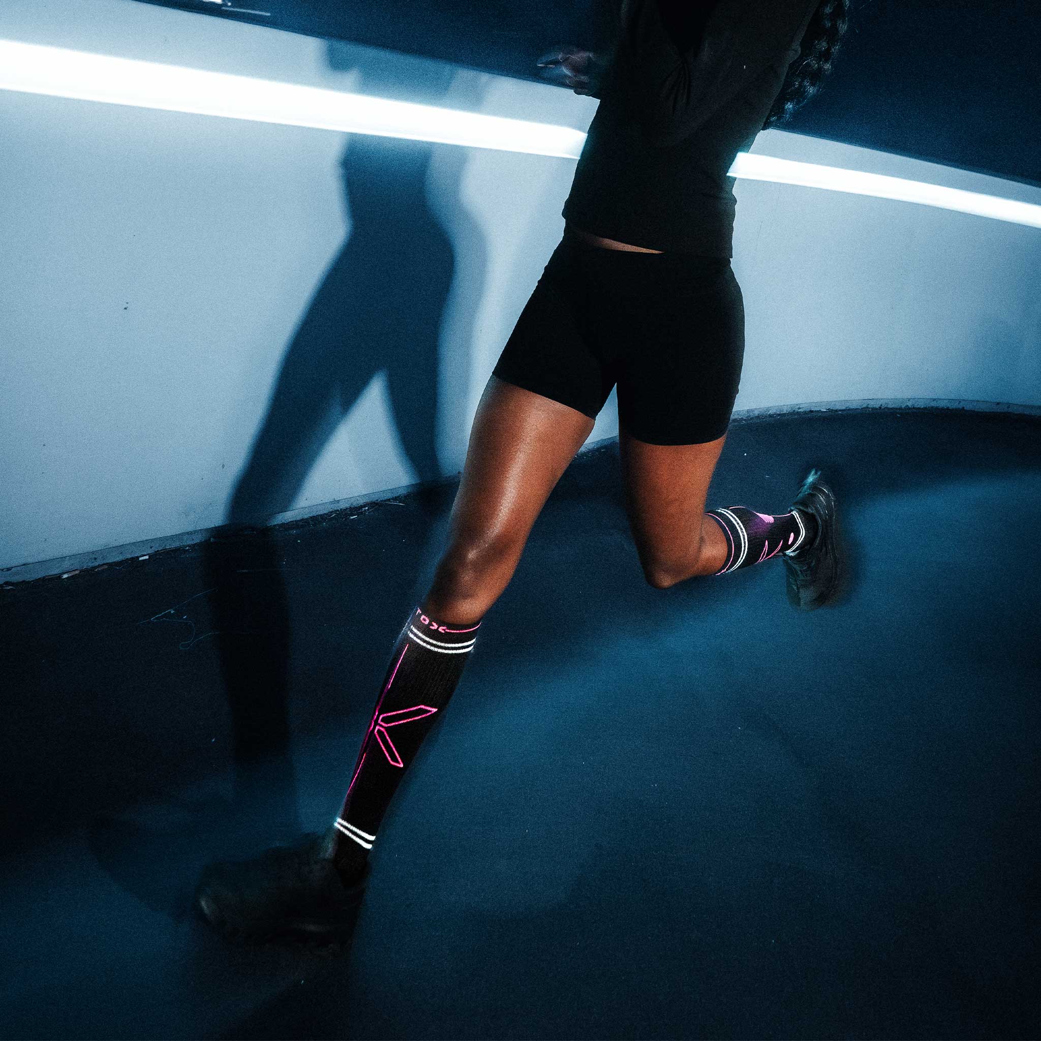 Reflective Running Socks Women | Black / Pink - Image 6