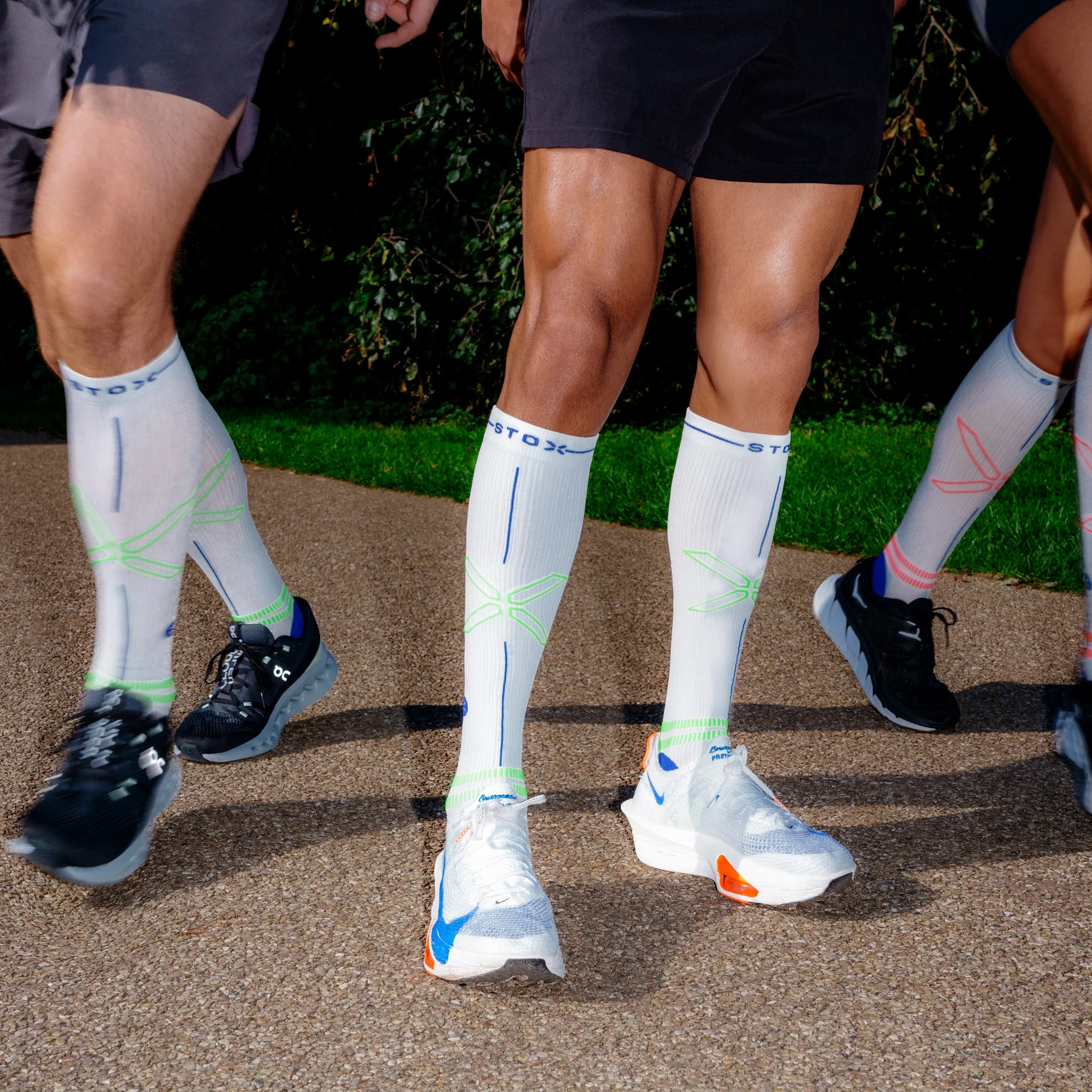 Running Socks Men | White / Green Fluo - Image 6