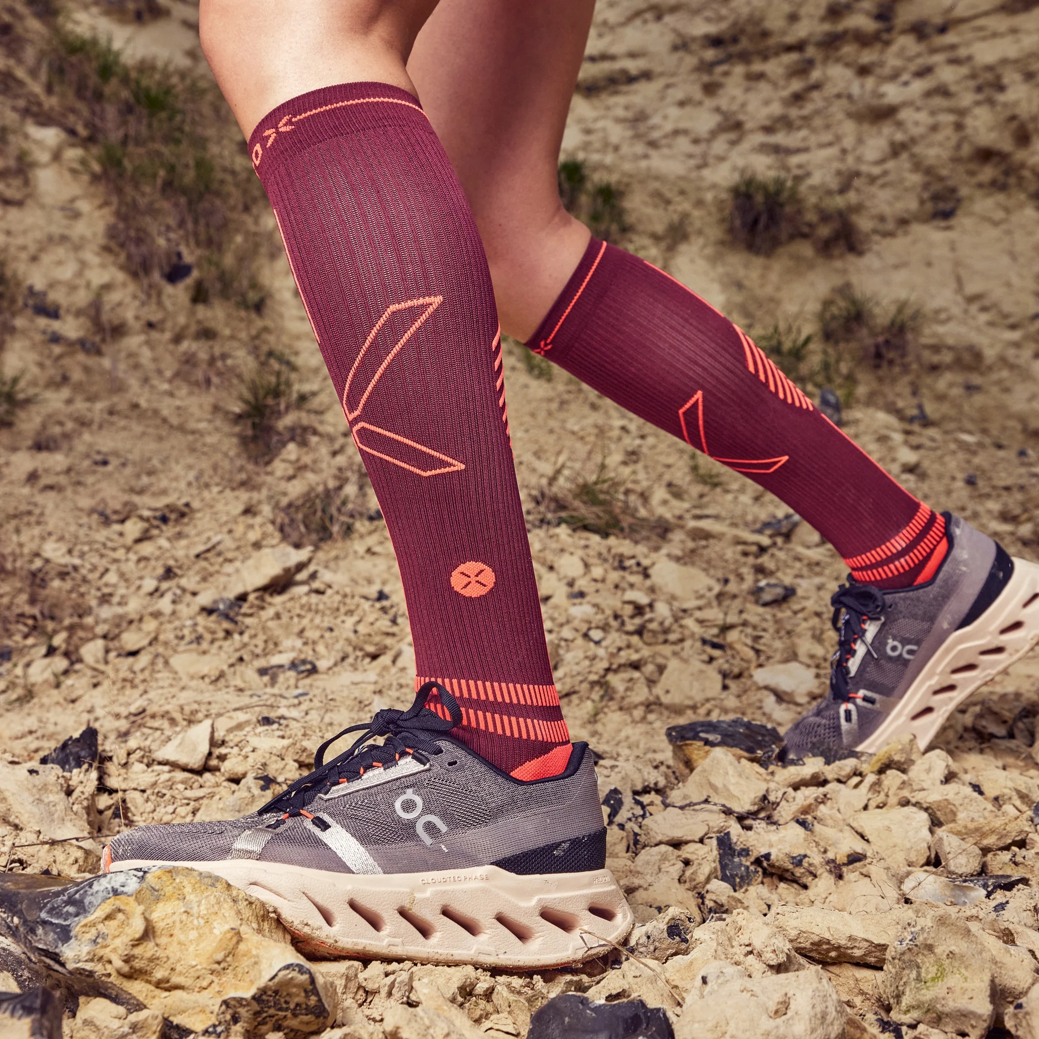 Running Socks Women | Bordeaux / Orange - Image 6