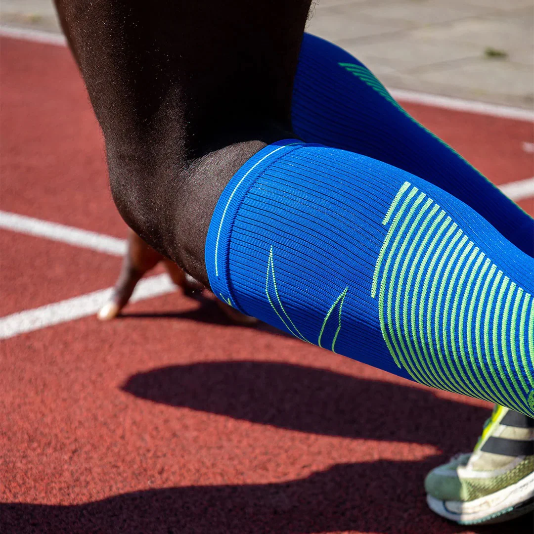 Sports Calf Sleeves Men | Blue / Yellow - Image 4